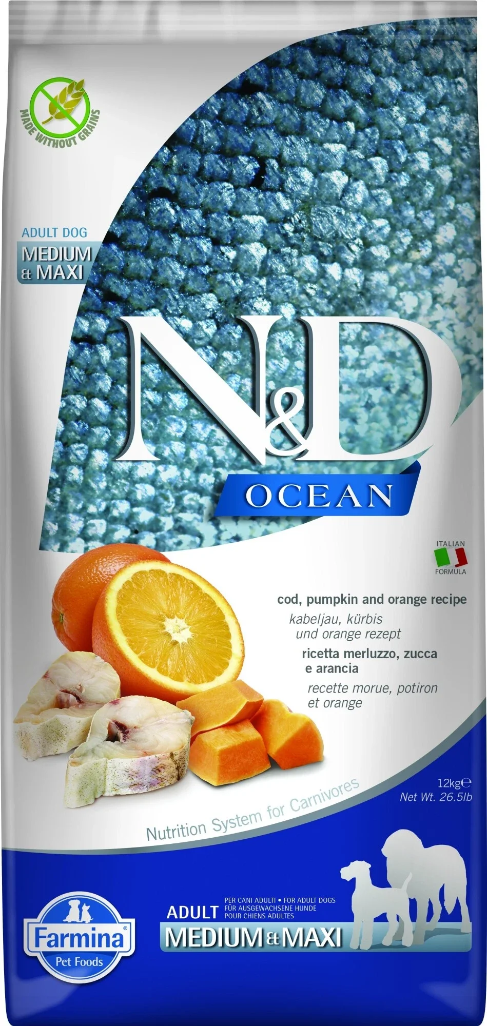 N&D Ocean hondenvoeding Kabeljauw met Pompoen medium/maxi