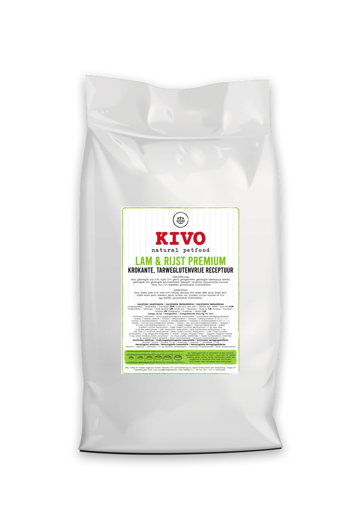 Kivo geëxtrudeerd Lam & Rijst Premium 15kg