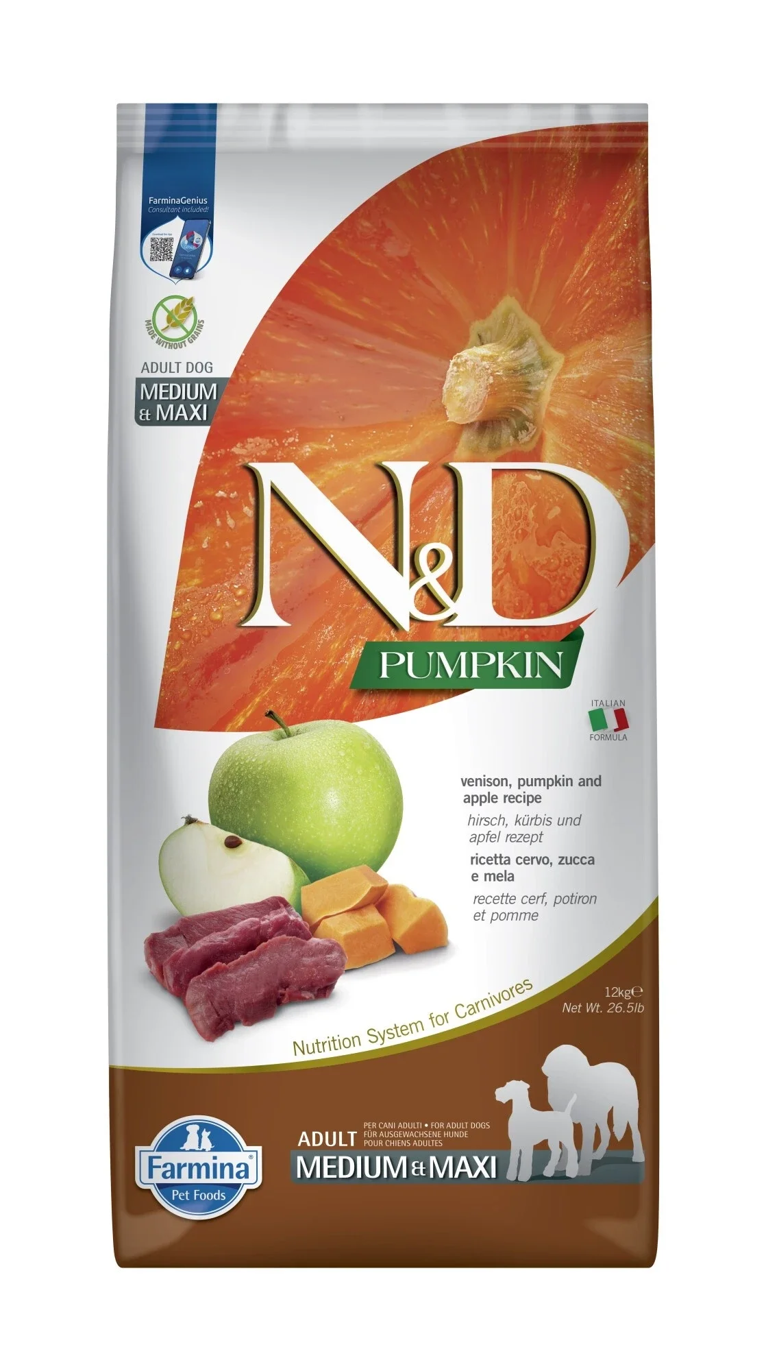 N&D Pumpkin hondenvoeding Hert medium/maxi 12 kg