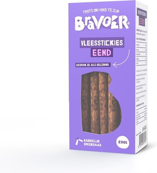 Bravoer vleesstickies  Eend 10 x 200gr