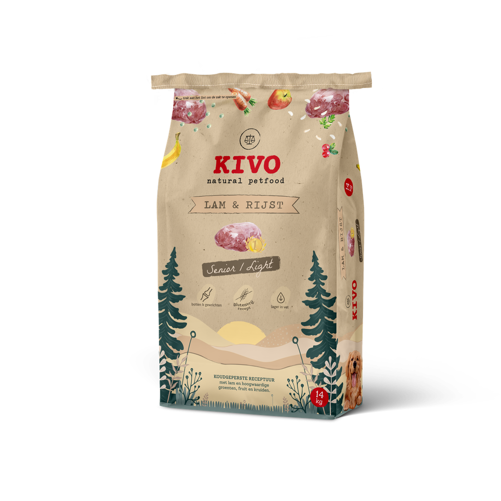Kivo persbrok LAM & RIJST (Senior/Light) 14kg