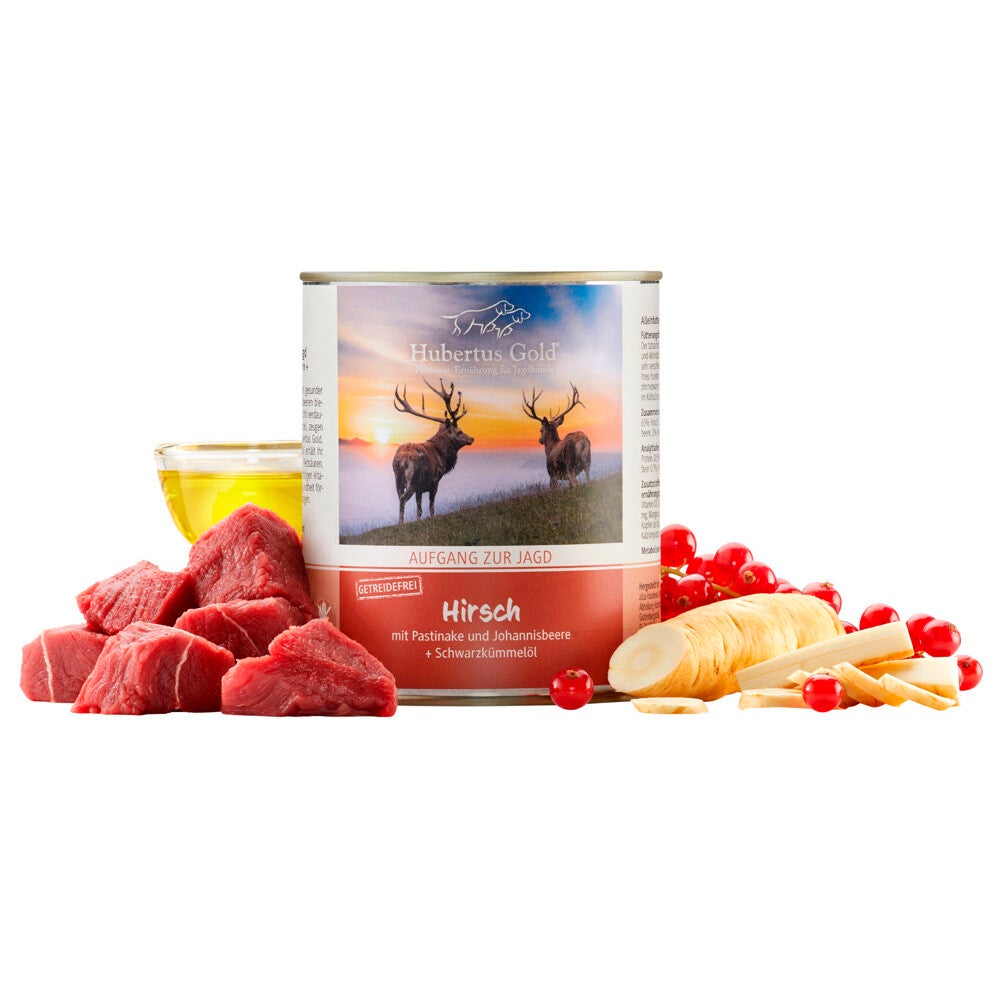 Hubertus Gold 'Aufgang zur Jagd' 6 x 800gr (hert met pastinaak, rode bes en lijnzaadolie)