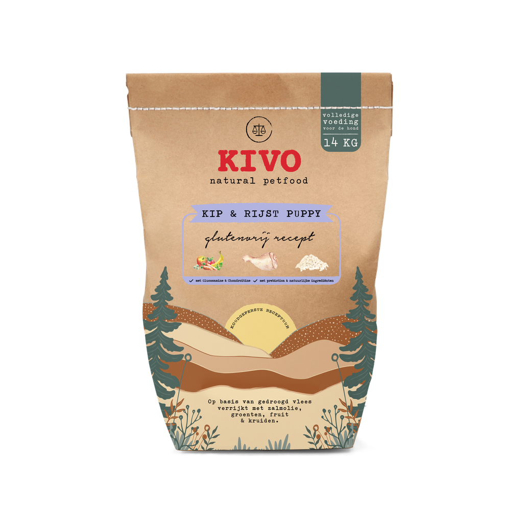 Kivo persbrok KIP & RIJST Puppy 14kg