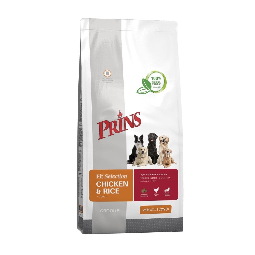 Prins krokant Chicken&Rice Fit Selection 14kg