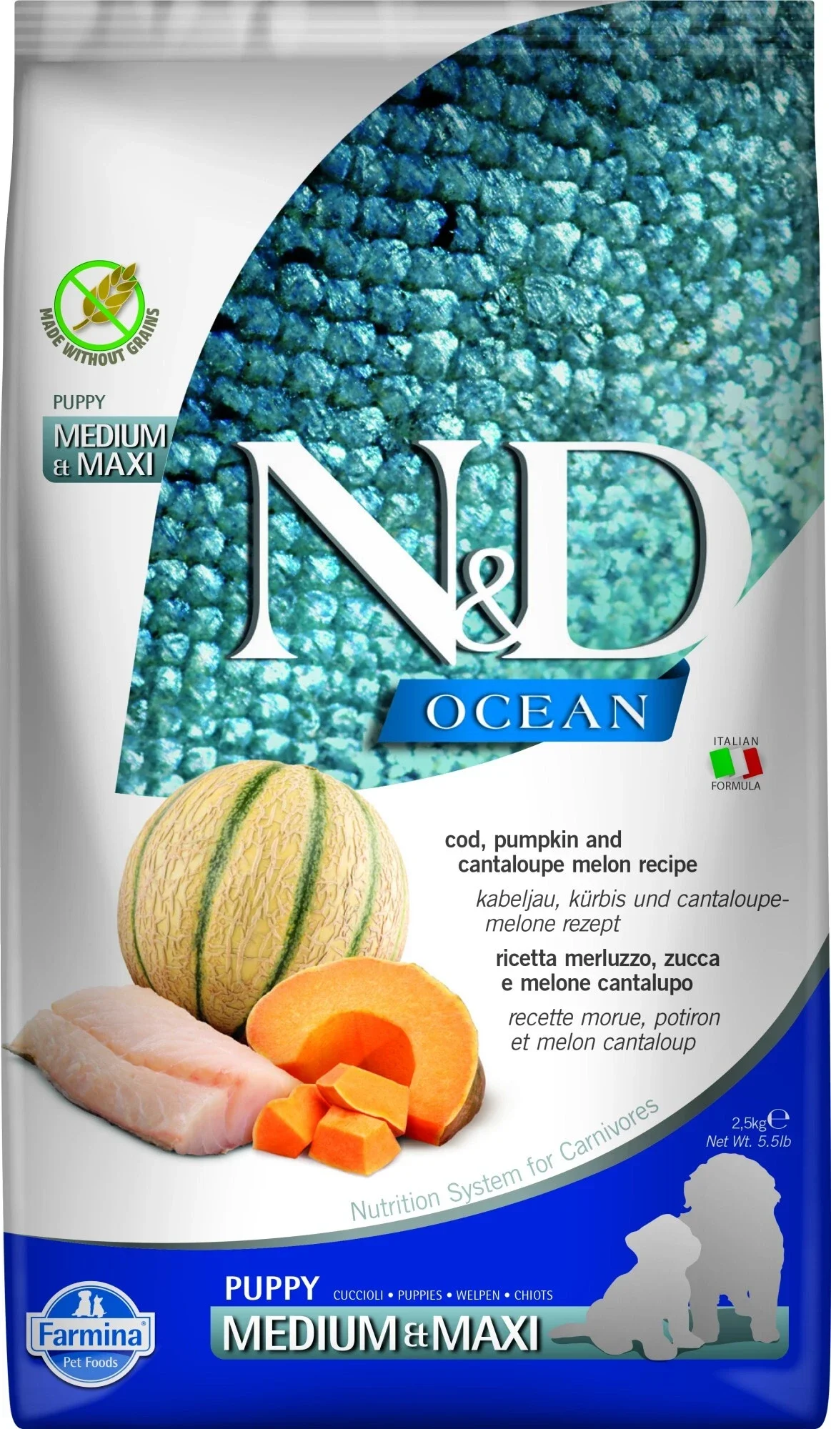 N&D Ocean Puppyvoeding Kabeljauw met Pompoen medium/maxi