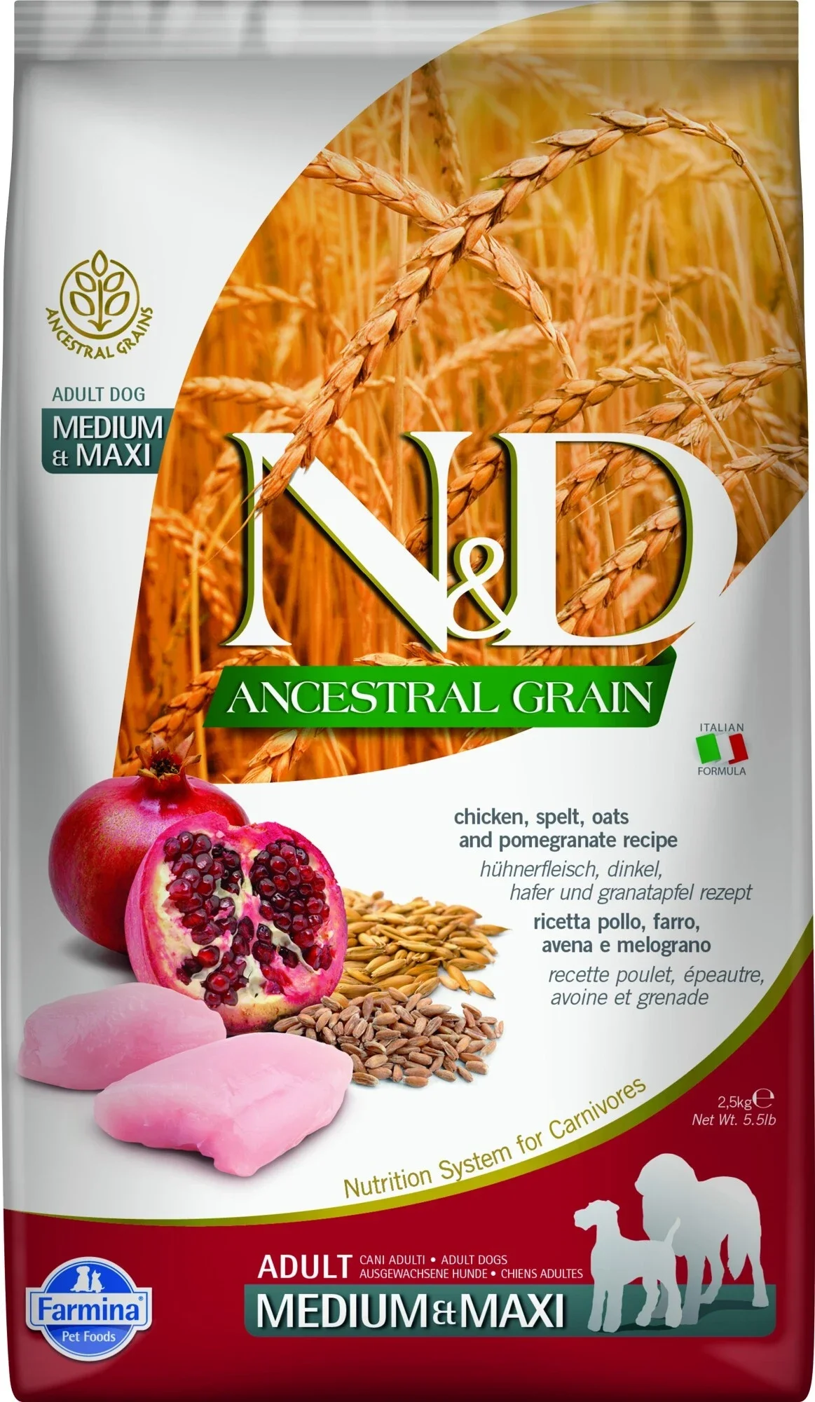 N&D Ancestral Grain hondenvoeding Kip medium/maxi