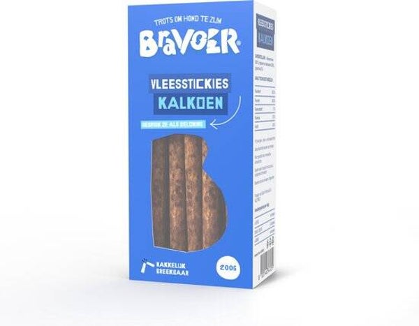 Bravoer vleesstickies Kalkoen 10 x 200gr