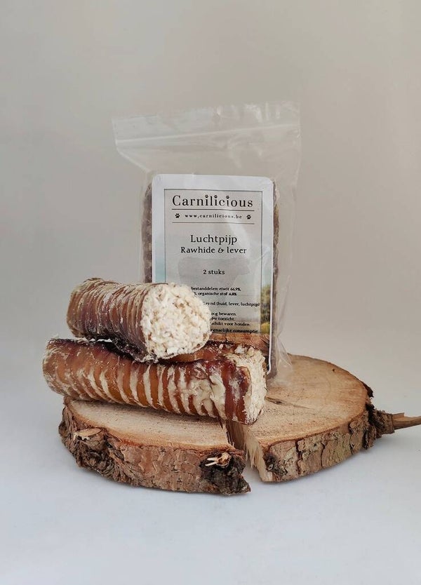 Carnilicious Luchtpijp gevuld rawhide LEVER