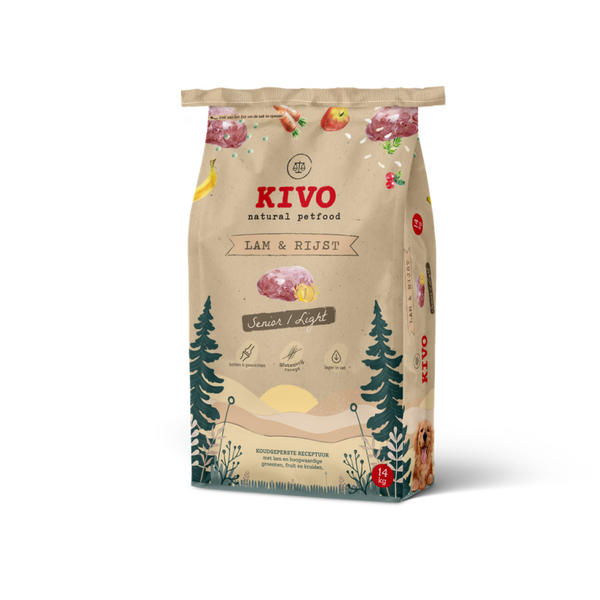 Kivo persbrok LAM & RIJST (Senior/Light) 14kg