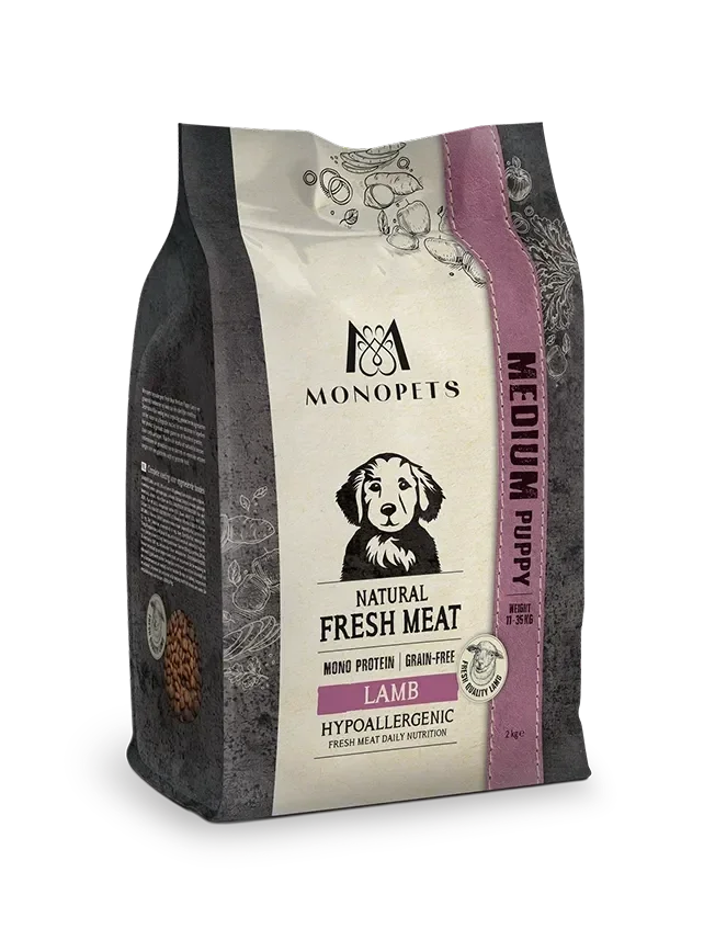 Monopets Hypoallergenic Fresh Meat Medium Puppy Lamb 2kg