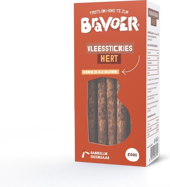 Bravoer vleesstickies Hert 10 x 200gr