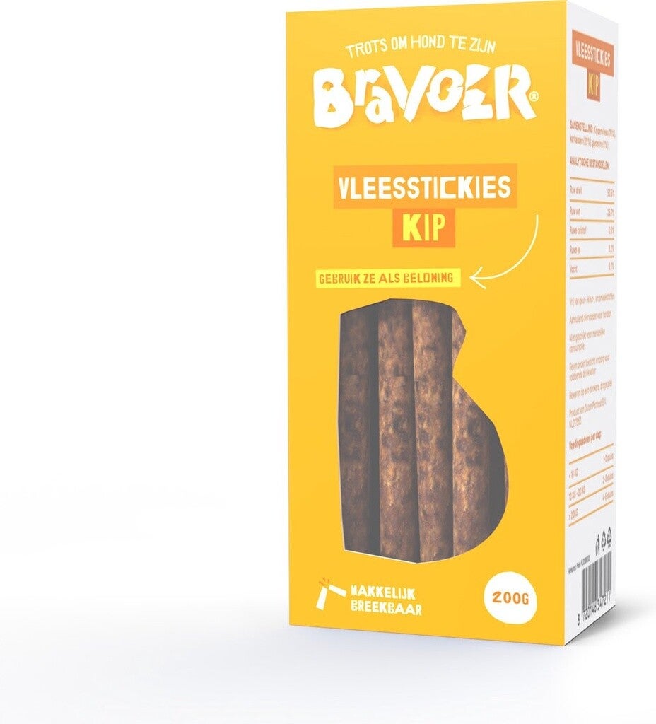 Bravoer vleesstickies Kip 10 x 200gr