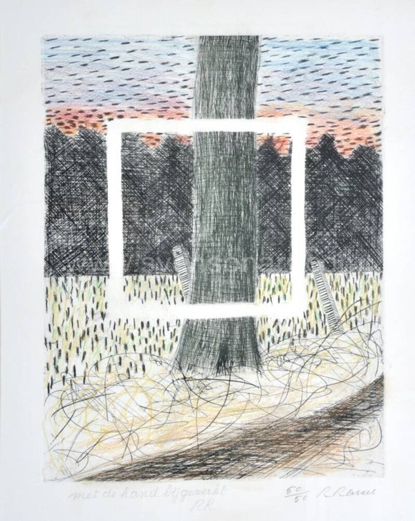 Roger Raveel - Boom en bos (met de hand ingekleurd)