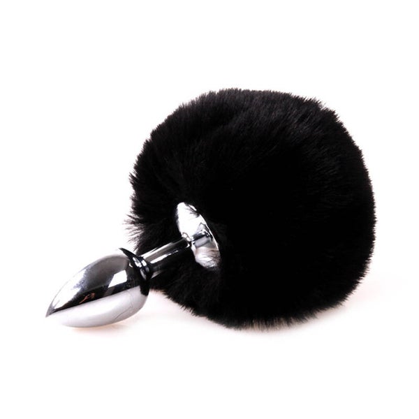 Konijnenstaart Buttplug - Zwart
