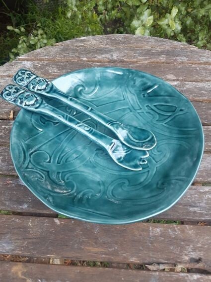 Kowhaiwhai Bowl w/ Matching Spoon and Fork