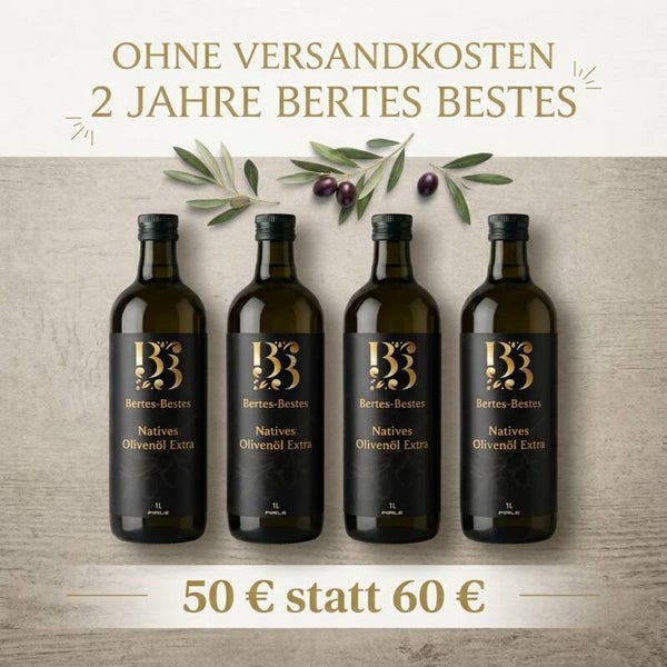 Griechisches Olivenöl aus eigener Plantage – 4 Flaschen (4 Liter) für 50 € | Bertes-Bestes