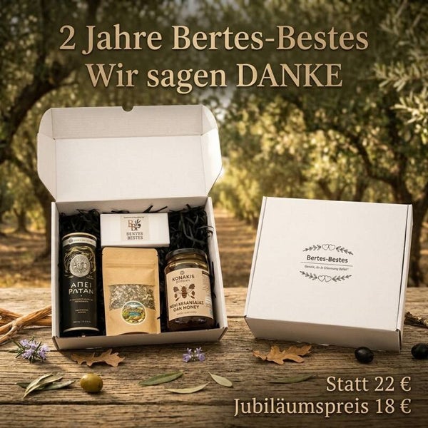 Bertes-Bestes Jubiläums-Genussbox – Griechische Spezialitäten zum Verschenken
