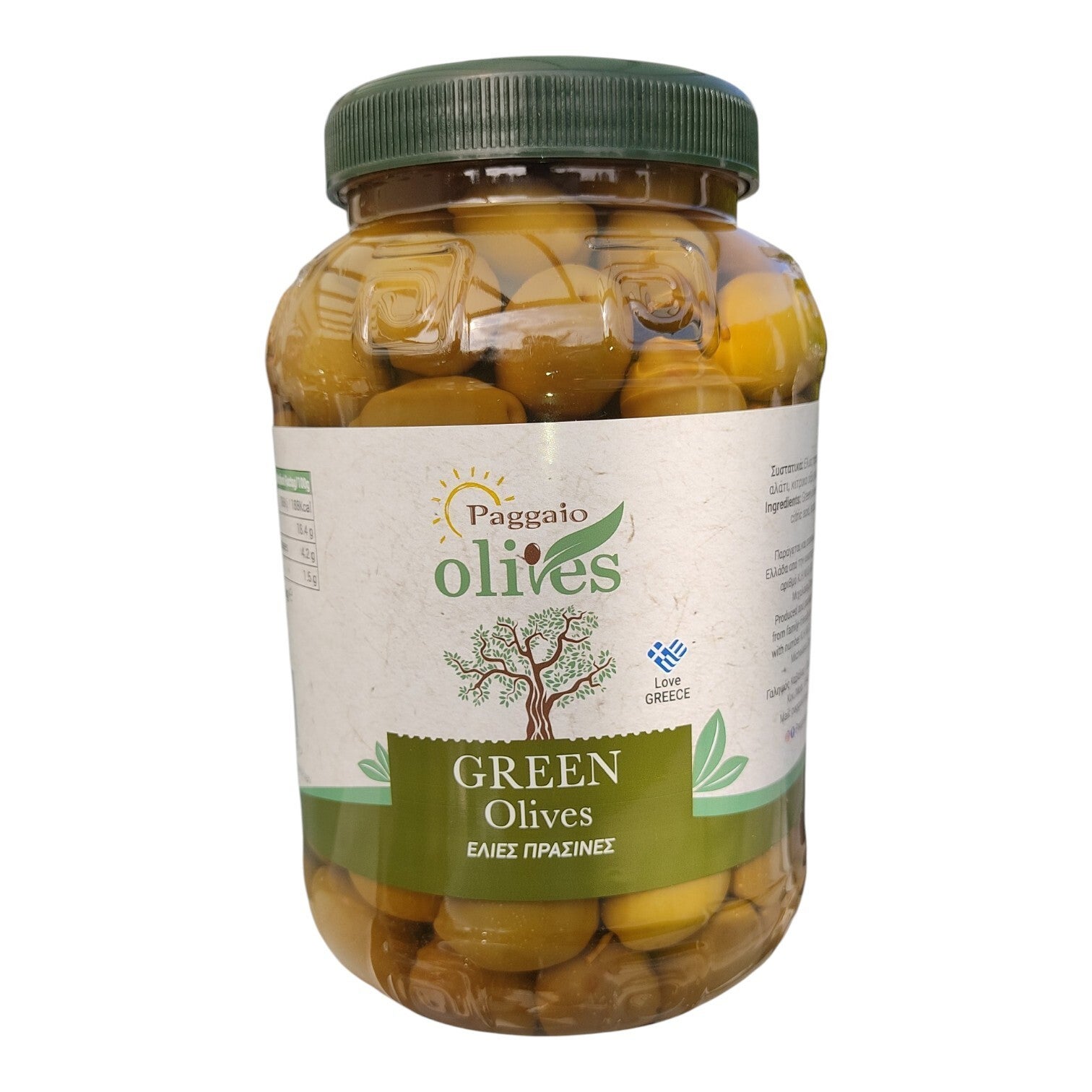 1 kg griechische grüne Oliven – kolossal (121–140), naturrein in Salzlake