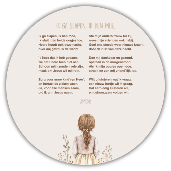 Muurcirkel 'Ik ga slapen ik ben moe' Meisje