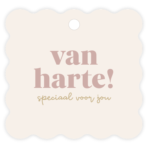Cadeaulabel Beige - van harte!