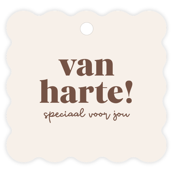 Cadeaulabel Bruin - van harte!