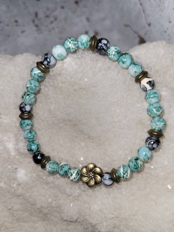 Armband groen/ zwart en bronskleur