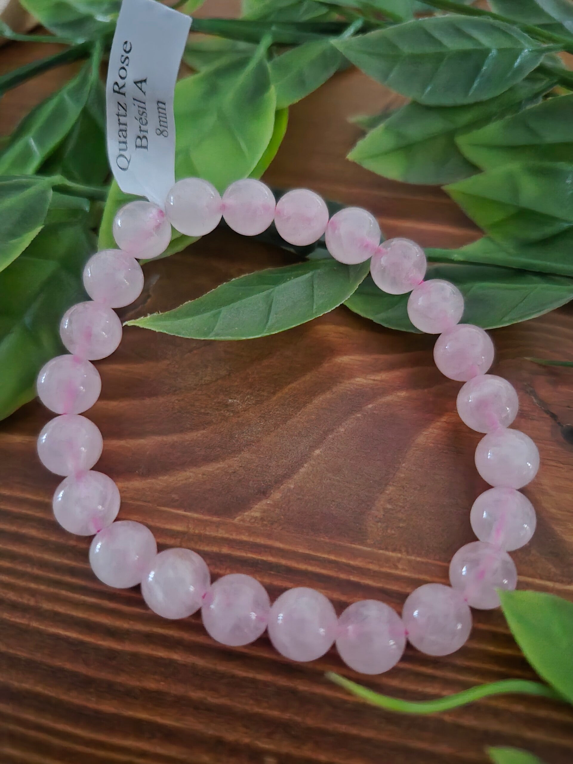 Rozenkwarts kogelarmband 8mm