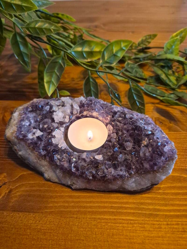 Amethist Theelichthouder met calciet