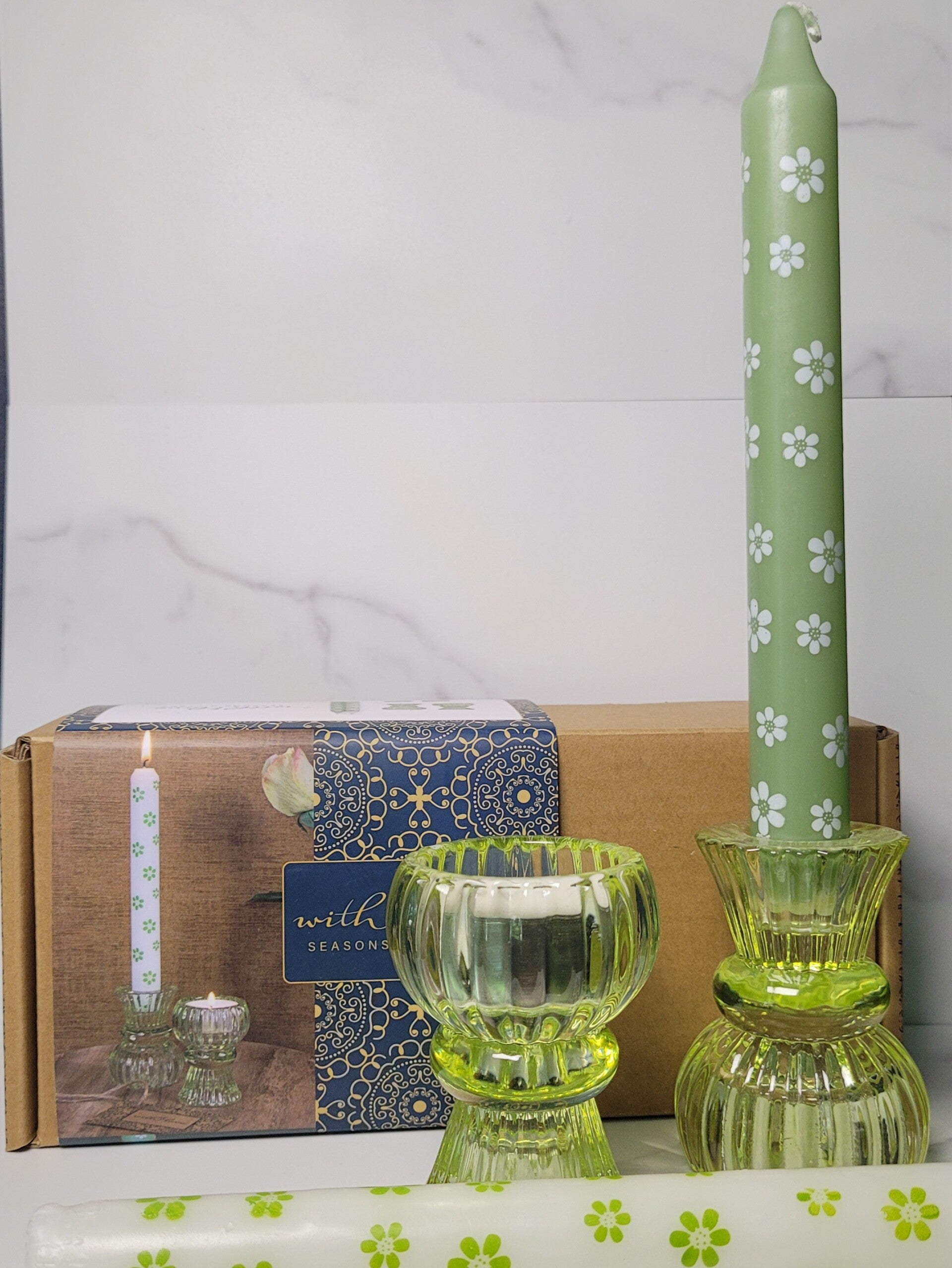 DUO Kaarsenhouder Giftset Groen – Compleet Cadeaupakket