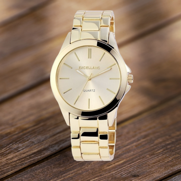 Excellanc Dames Horloge Goud met metalen band