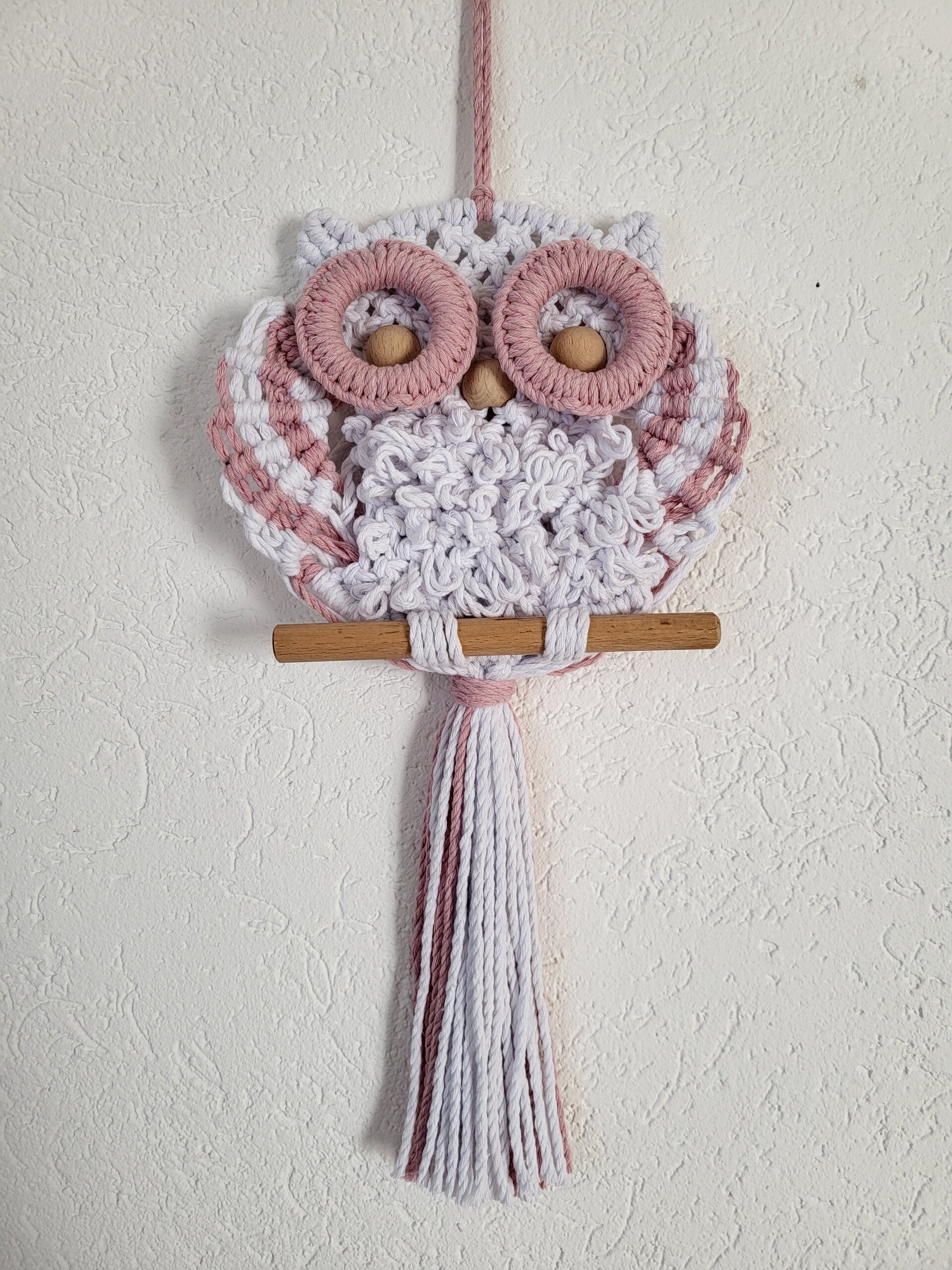 handgefertigte Makrameeeule XL