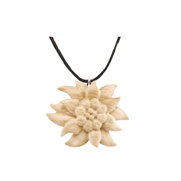 Collier fleur d'edelweiss, taille 3 cm, version naturelle