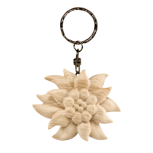 Porte-clés fleur d'edelweiss, taille 4 cm, version natural
