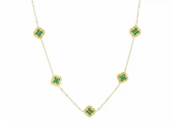 Klaver ketting goud/groen