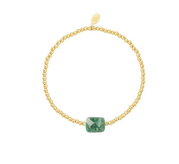Armband met Rechthoekige Natuursteen Groen
