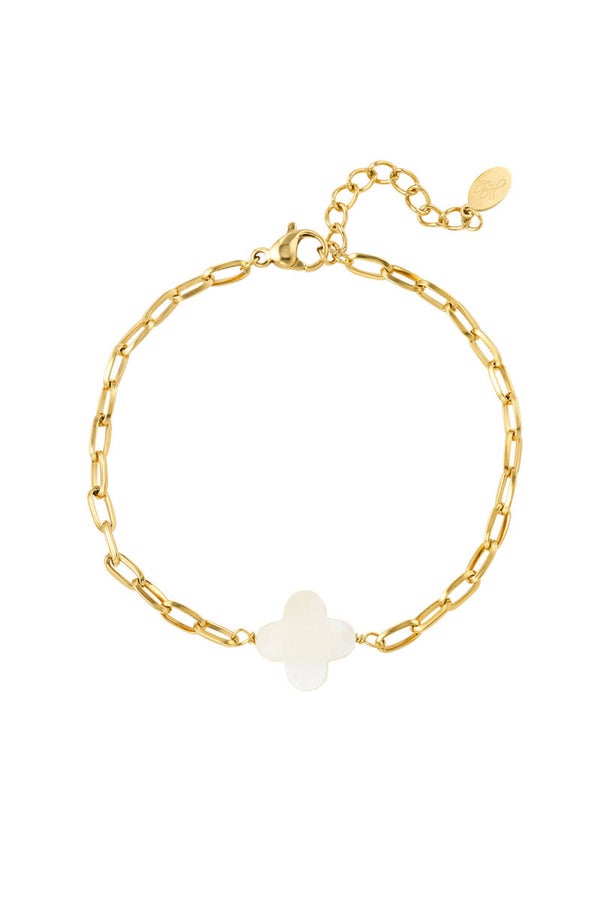 Armband Schakel met Klaver Goud