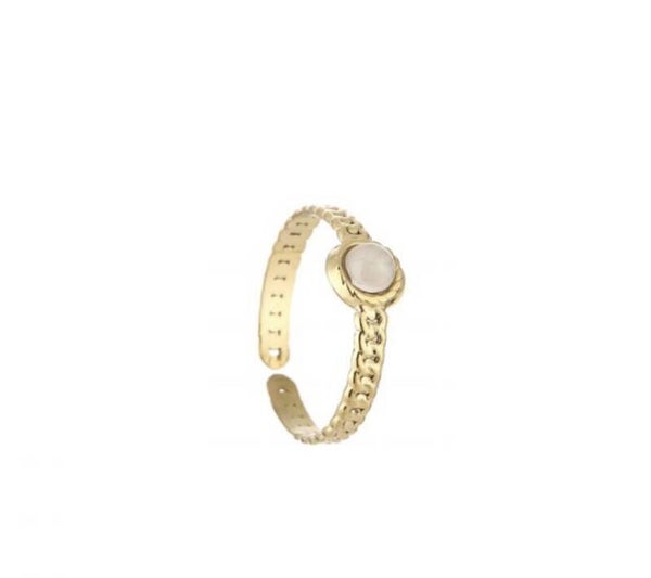 Ivey schakel ring met steen Pink/Goud