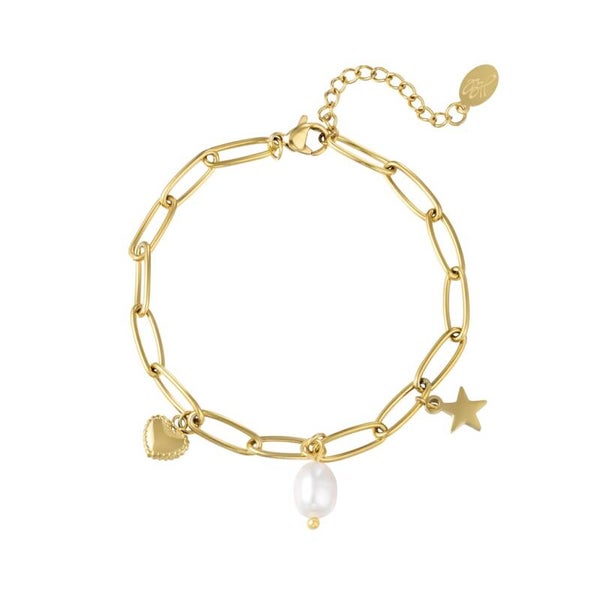 Layla chain armband met bedeltjes goud