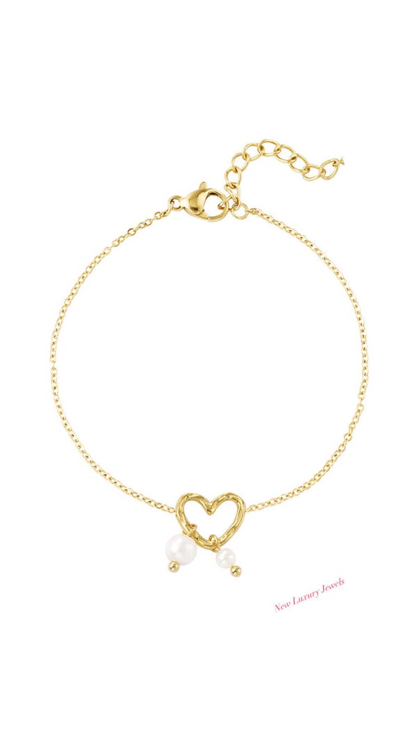 Armband Hart met Parels