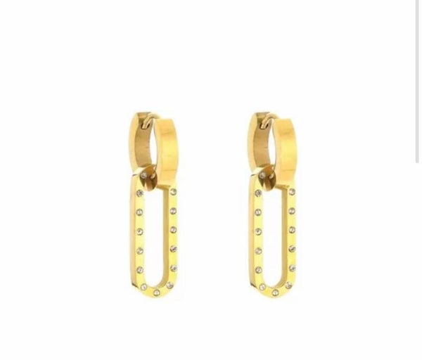 Oorbellen Schakel Strass Goud