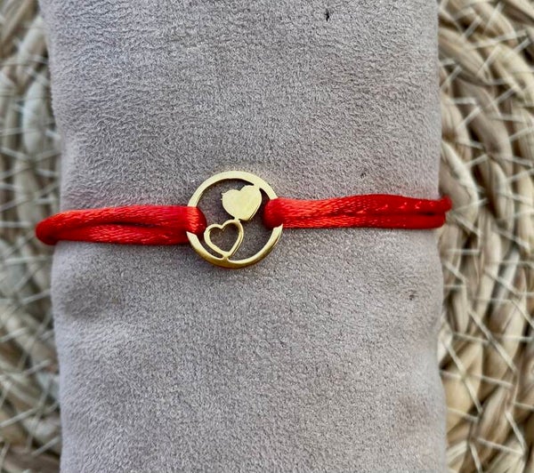 Satijnkoord armbandje Hearts Goud