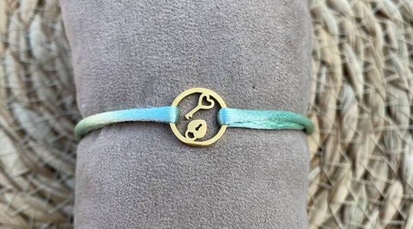 Satijnkoord armbandje Key to my Heart Goud