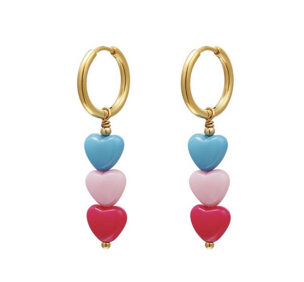 Love oorbellen blauw/goud