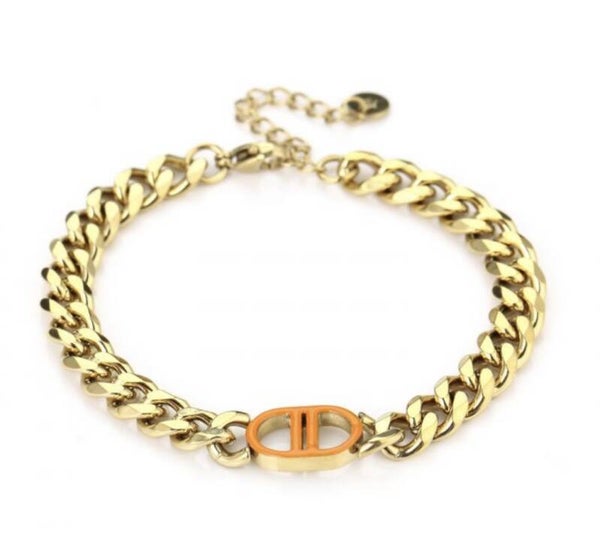 Romana armband goud/orange