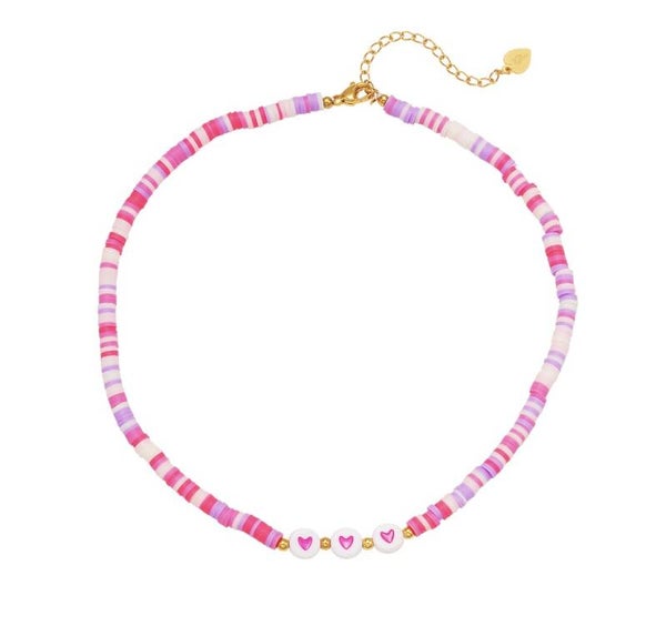 Sweet pink ketting hartjes