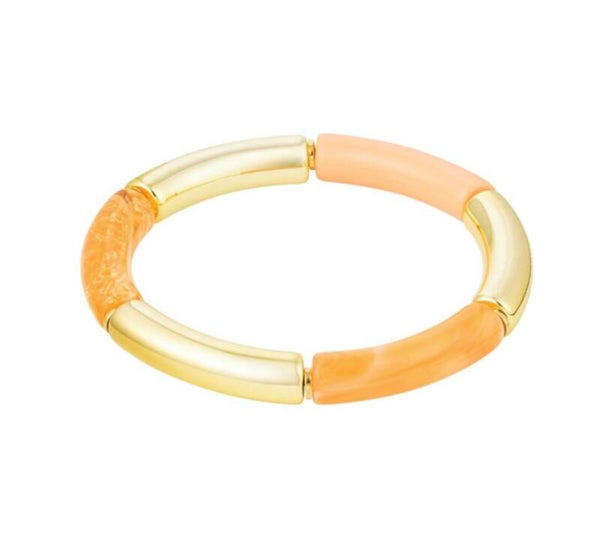 Tube armband meerkleurig oranje goud