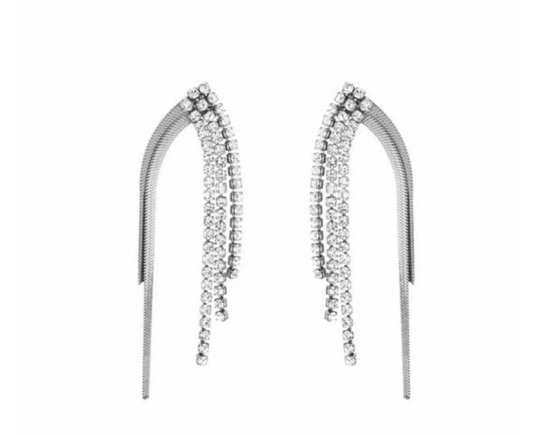 Strass oorbellen zilver
