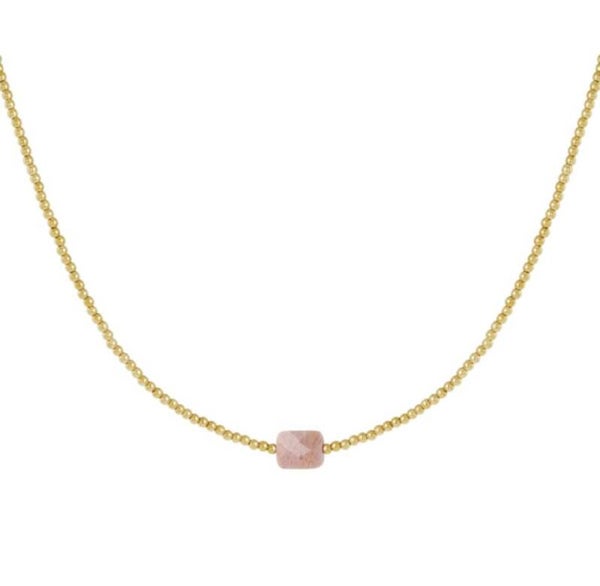 Ketting Natuursteen Roze Goud
