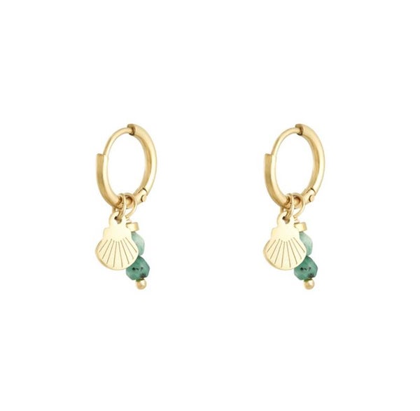 Shell oorbellen green