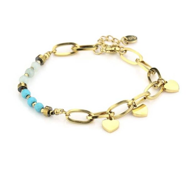 Remi armband met kralen turquoise